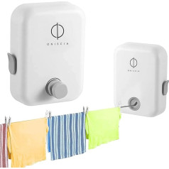 ONISCIA® Wall Mounted Clothes Airer Space Saving Folding Indoor Outdoor Clothes Airer 4.2m Clothes Line Heavy Duty Stainless Steel Retractable Compact Alternative to Folding Clothes Dryer