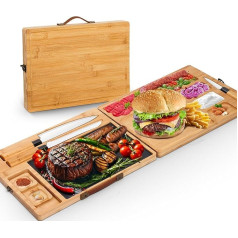 Eaststorm Cheese Board Set with Knife, Serving Board, Bamboo Chopping Board, Charcuterie Serving Plate, Gift for Wedding, Birthday, Slate, Perfect as a Grill Board, Steak Board