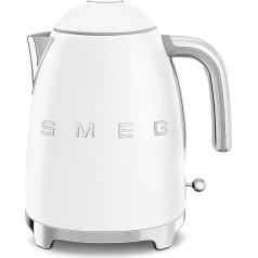 Smeg, KLF03WHMEU 1.7L Kettle, Soft-Opening Jug Closure, Removable Anti-limescale Filter Made of Stainless Steel, Automatic Shut-Off at 100°C, Non-Slip Feet, 2400W Power, Matt White