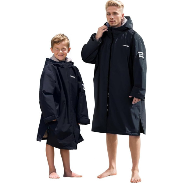 Owntop Waterproof Wrap Coat for Adults Children - Windproof Hooded Coat with Sherpa Fleece Lining | Individual Patch | Oversized Heat Coat for Swimming Surfing Beach