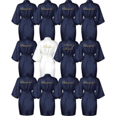 12 Pieces Bridesmaid Robe Satin Kimono Bathrobe for Bridesmaid Embroidered