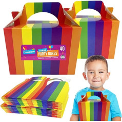SOL 40 Pieces Rainbow Birthday Party Boxes for Kids Party Food | Treat Boxes for Kids Party Food Boxes for Kids Party Lunch Boxes for Kids Party Food Party Box