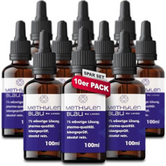 Methylene Blue Drops Pharmaceutical Quality, 99.9% Pure, German Production & Laboratory Analysis, 100 ml (Pack of 10)