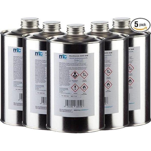 Medicalcorner24 Wound Petrol 40/65 Solvent Cleaner Light Petrol 5 x 1 Litre