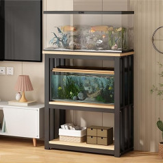 Aquarium Stand, Adjustable 3-Tier Metal Aquarium Stand, Shelf for Breeding Pools, Adjustable Storage Shelves, Terrarium Shelf Table for Aquariums, Turtle Tank (D, 40 x 30 x 100 cm)