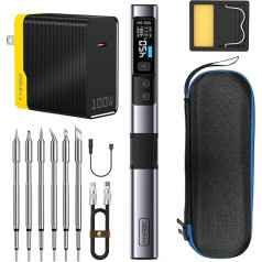 FNIRSI HS-02A Portable Soldering Iron Kit, 100W 100-450°C, Preset Temperature in 3 Groups, 3 Soldering Tips, Intelligent Digital Soldering Iron Pen Tool for Electronics, Precision Repair