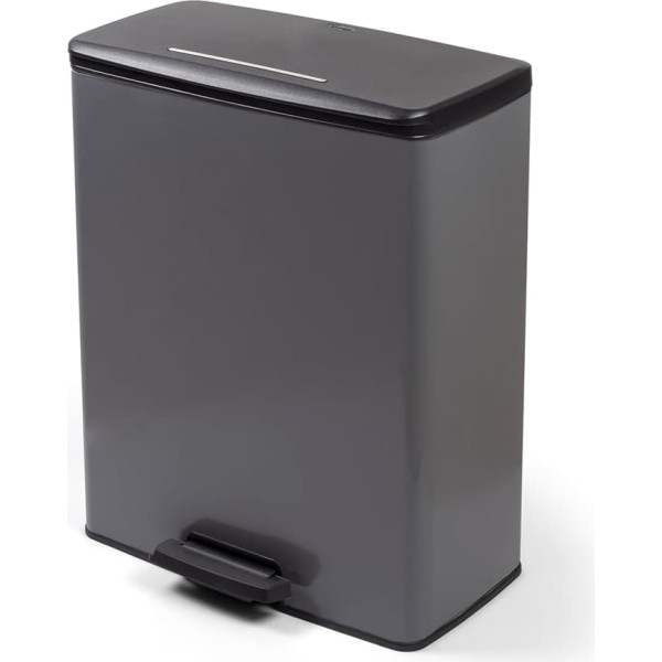Curver 65 Litre Grey Pedal Bin with Lid and Bag Ring