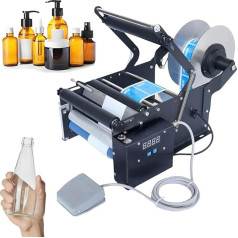 VitalisWorks Elektrische Etikettiermaschine für runde Flaschen, Etikettiermaschine für Glas-Plastikflaschen, Aufkleber-Etikettendrucker, 30 Stück/min mit Fußpedal, für die Produktion von Kleinserien