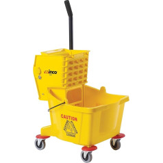 Winco 26 Quarter Yellow Commercial Mop Bucket on Wheels