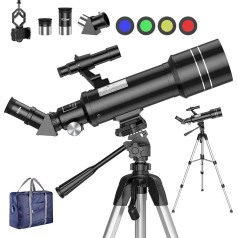BNISE Telescope Astronomy, 70/400 Telescope for Children and Beginners with Tripod Smartphone Adapter and Moon Filter