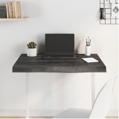 TANZEM Dark Grey Table Top, 80 x 60 x 6 cm, Solid Oak Treated, Worktop, Wooden Top, Desk Top, Washbasin Top, Kitchen Worktop