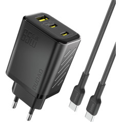 Dudao GaN tīkla lādētājs ar USB-C kabeli 1m 65W - melns