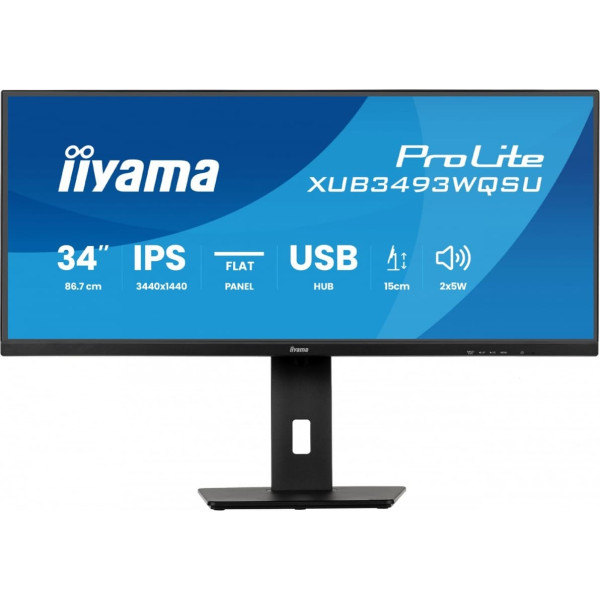 Monitors prolite 34 collu xub3493wqsu-b6 ips,uwqhd,dp,2xhdmi,has,21:9,400cd, 120hz,1000:1,1ms, usb hubx4, 2x5w,