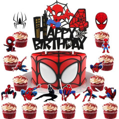 Cake Decoration Numbers 4, 25 Pieces Decorative Cake Boy, 4 Decoration de Gateau Anniversaire, Birthday Cake Decoration 4 Years, Cake Topper Children's Birthday, HeroTheme Muffin Birthday Decoration