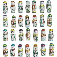 Christmas Decoration Economy Pack, 30 Snowmen Made of Chocolate, Individually Wrapped, 210 g, CAPTAIN PLAY Santa Claus Chocolate for Decorating and Decorating