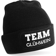 Herzbotschaft Beanie Knitted Hat with Saying | Team Glühwein | Choice of Colours | Unisex SoftTouch Pleasantly Soft and Warm Winter Hat | One Size Fits All Adults