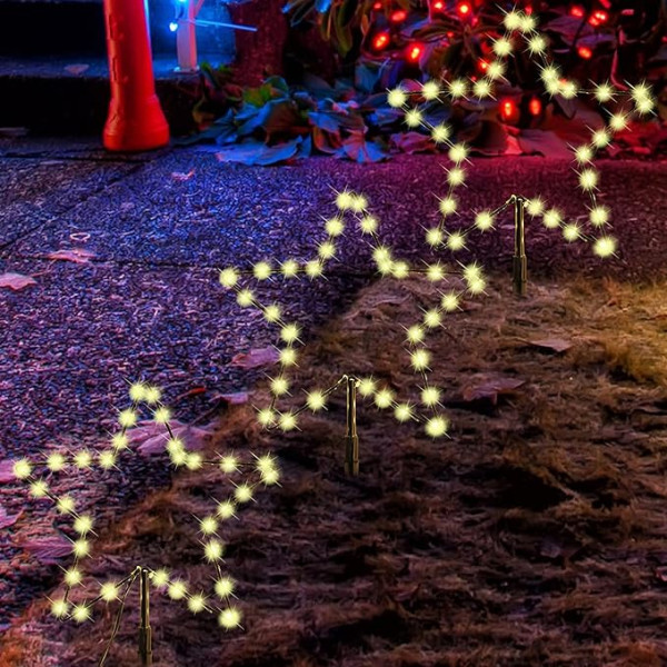 SALCAR 2 m Outdoor Christmas Lights, Pack of 3, LED Star Christmas Decoration, Garden, Outdoor Lighting, Rod Light with Ground Spike, Black Stars, Warm White