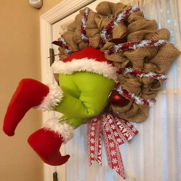 SUPYINI Christmas Wreath Grinch Wreath, Christmas Decoration Wreath Decoration, Garlands Home Accessories, Christmas Decorations