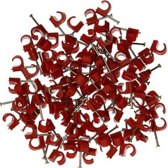 100 x Red Round Cable Clips 9-11mm