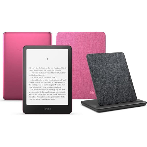Kindle Paperwhite Signature Edition (2024 Release) mit 32 GB ohne Werbung, eine Amazon-Stoffhülle und eine kabellose Ladestation Made for Amazon