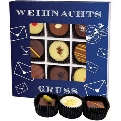 Hallingers Christmas Greeting L - Manufacture Chocolates Christmas Gift Handmade Part with Alcohol from Fine Cocoa Chocolate (Box) - Gift in Summer & as a Perfect Barbecue Gift | Congratulations Thank