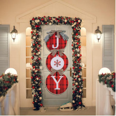 Joiedomi Christmas Wreath Buffalo Plaid for Front Door, Rustic Burlap Decoration for Window, Wall, Farmhouse, Indoor and Outdoor, Christmas Holiday Decorations