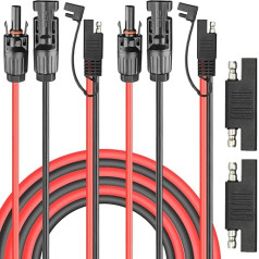 Xiatiaosann 10AWG Solar Panel Cable to SAE Plug, Solar Plug & Socket Adapter to SAE PV Extension Cable for RV, Solar Panel (Pack of 2, 50 cm/1.6 ft)