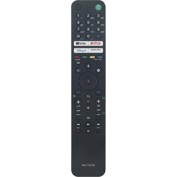 VINABTY RMF-TX520E RMFTX520E Voice Remote Control Suitable for Sony Bravia W800, X80J, X81J, X82J, X85J, X90J, X92J, X93J, X94J, A80J Series TV with YouTube Netflix Dis-ney+ Prime-Video App Keys