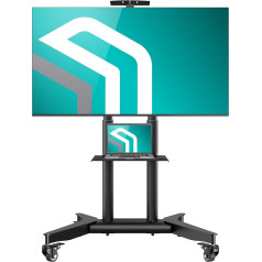 ONKRON TV Stand Rollable for 32-75 Inch TVs, Max Load 60 kg, Professional TV Stand Height Adjustable with Shelf, Max VESA 600 x 400, Cart TV Stand with Wheels, Black TS1571-B
