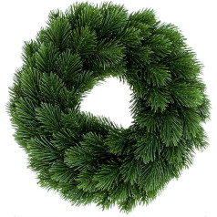 Artificial Elegant Fir Wreath Green - 28 cm - Christmas Door Wreath with Lifelike Fir Branches - Decorative Art Fir Branch Advent Wreath Injection Moulded Wreath for Christmas Decoration (Green - 28