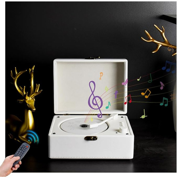 Retro CD Player Children with Bluetooth, CD Player with Speaker for Home Decoration, Rechargeable CD Player, Portable with Remote Control, CD Player HiFi for Home Office, White