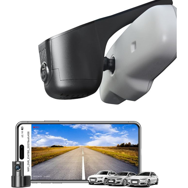 Mangoal Front 4K & Rear 1080p Dash Cam Custom Fit for Audi (Model C Black), Integrated OEM Look, UHD 2160P Video, G-Sensor, Loop Recording, WiFi and Free App, 128GB Card