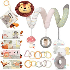 Joyreal Pram Toy Baby - Fabric Book Baby, Car Seat Baby Seat Sensory Toy, Montessori Toy Newborn Gift 0 3 6 9 12 Months
