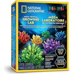 Blue Marble National Geographic Mega Crystal Growing Kit for Kids - Grow 6 Crystals with Light Stand, Science Gift for Kids 8-12, Crystal Experiment, Mint Set for Boys & Girls