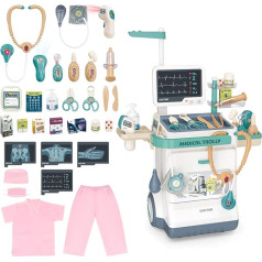 deAO Artztkoffer Dokotor Set Role Play Children, Doctor Case Doctor Trolley Toy with Stethoscope Thermometer Syringe Doctor Set Doctor Medical Toy Gifts for Children from 3 (Pink)