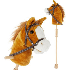 Bieco Children's Brownie Horse | approx. 100 cm | Top Quality | Wooden Horse Outdoor & Indoor | Plush Horse for Riding | Wooden Horse for Boys and Girls | Cuddly Horse