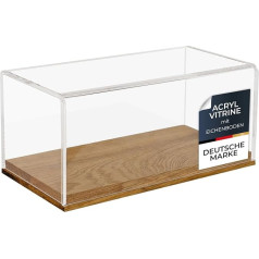 HMF 46871 Acrylic Display Case with Wooden Base, Display Case for Model Cars, 24 x 12 x 11 cm, Transparent