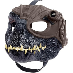 Mattel Jurassic World Indoraptor Dinosaur Mask with Tracking Equipment, Light and Sounds for Costume Role Play HPH28, Greenish Grey