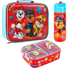 Zawadi Global Paw Patrol Children's Lunch Box Set - Insulated Lunch Bag, Multi-Compartment Lunch Box & 540 ml Water Bottle - School, Travel, Lunch Set, BPA-Free