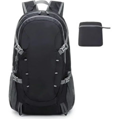 LIUHLFSR 40L Outdoor Foldable Backpack, Waterproof, Soft, Camping, Shoulder Bag, Climbing, Travel, Mountaineering, Camping, Hiking, Suitable for Camping, Outdoor, Hiking (Black)