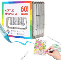 Malstifte Für Ausmalbücher,Journaling Marker | 60 Farben Kreative Kunstprojekte Malaktivitäten Für Kinder Erwachsene Auf Holz Glas