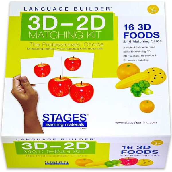 Stages Learning Language Builder 3D-2D Foods Matching Kit for Autism Education & Aba Therapy Flash Cards