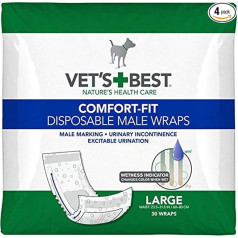 Vet's Best Comfort Fit Disposable Male Nappies - Absorbent Leakproof - Large - Pack of 30