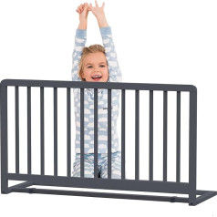 Geuther Wooden Bed Guard | Ideal Fall Protection Box Spring Bed, Extra High | Fall Protection Bed for Children | Bed Rail, Fall Protection Bed | Bed Fall Protection Children in 110 cm Length, Grey
