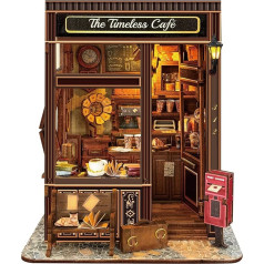 Luuwik The Timeless Café Book Nook Vintage Miniature Dollhouse with LED Lighting, DIY 3D Puzzle Bookcase Decoration for Adults, Coffee House Gift for Book Lovers