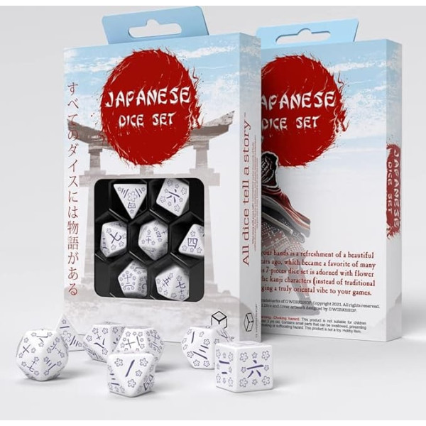 Q-Workshop QWOKAN3Z Japanese Dice Set - Blue Star Lotus (7)