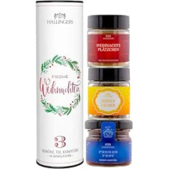 Hallingers Merry Christmas - Christmas 3-Piece Gift Set with Tea, Jam and Spice - Festive Enjoyment Set as a Gift, Vegan (Set) - Gift Ideas Christmas & Gifts Advent Calendar