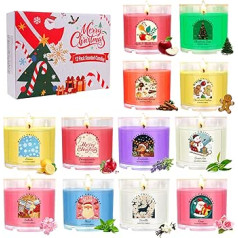 Scented Candle Christmas, Pack of 12, 2.5 oz Scented Candles Gift Set for Women, Christmas Candles, Soy Wax Scented Candles in Glass, Christmas Gifts for Wife, Girlfriend, Best Friend, Colleague