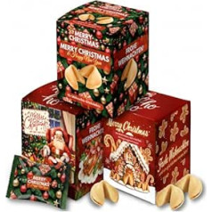 Weihnachts Glückskekse Mix – Zimt, Lebkuchen & Vanille, knuspriges Gebäck mit Sprüchen auf Deutsch, vegetarisch, einzeln verpackt, ideal als Adventskalender Füllung, Weihnachten & Silvester