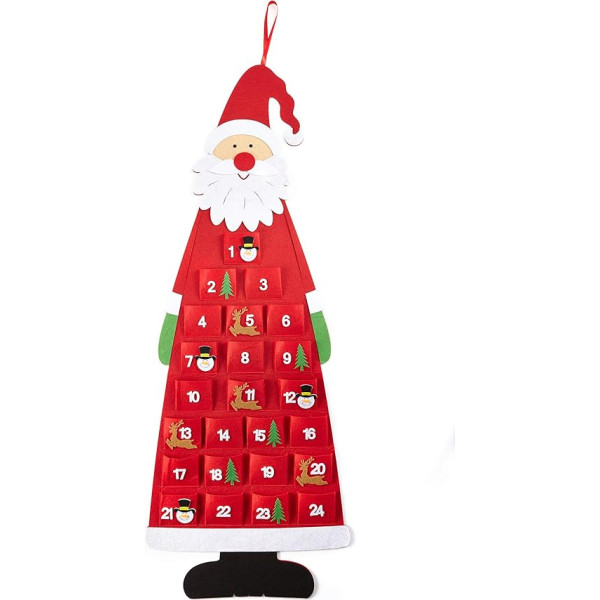 Heitmann Deco Felt Advent Calendar Santa - Advent Calendar for Filling and Hanging - Santa Claus Red White